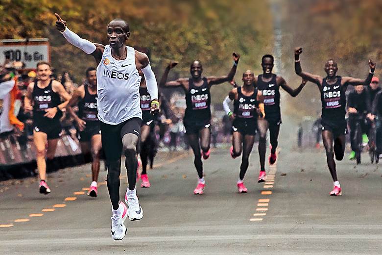 Shoes help Kipchoge smash barrier