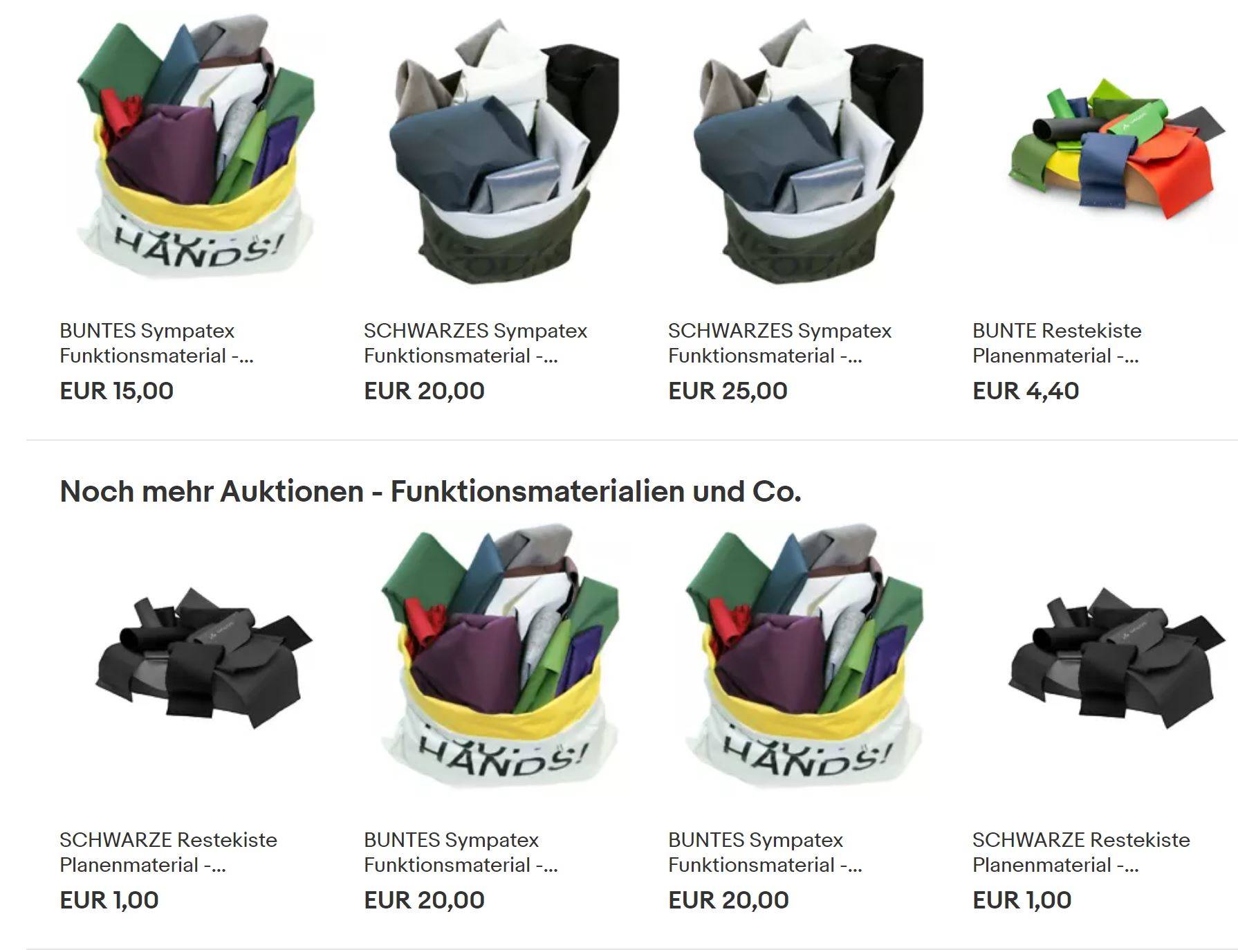 Sympatex and Vaude auction offcuts on eBay