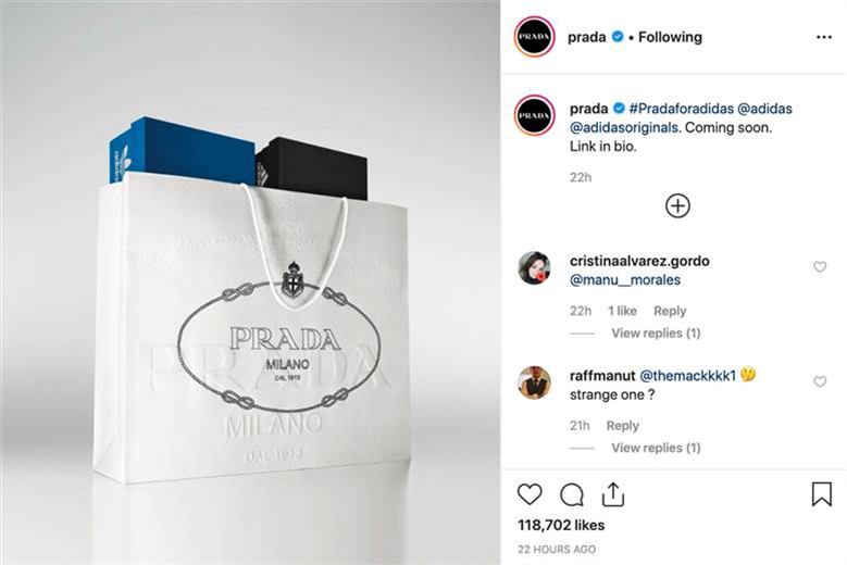 Prada and adidas cryptically announce collaboration on Instagram