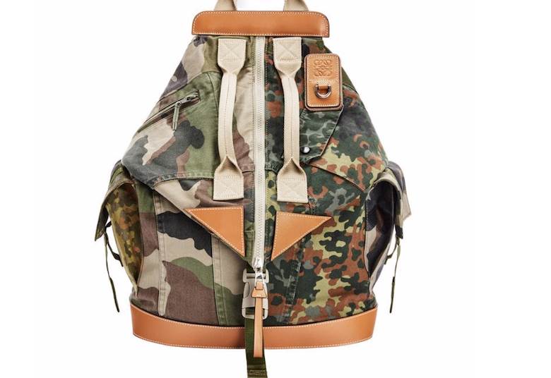 Calfskin and camo combine in the Convertible from Loewe