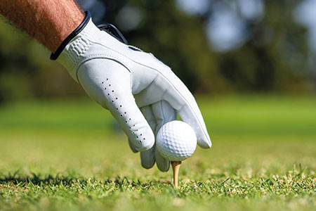 Behind the leather golf glove