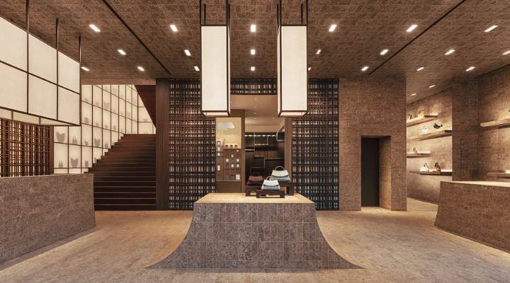 Polène opens Beijing flagship with upcycled leather interior
