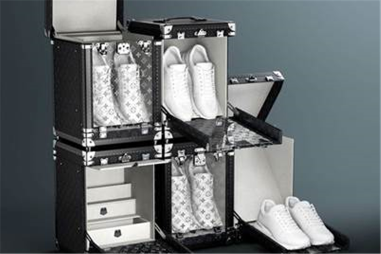 Luxurious LV sneaker box stores, displays trainers