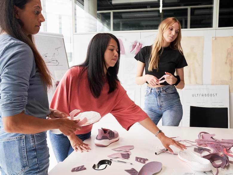 A running shoe designed for the female foot