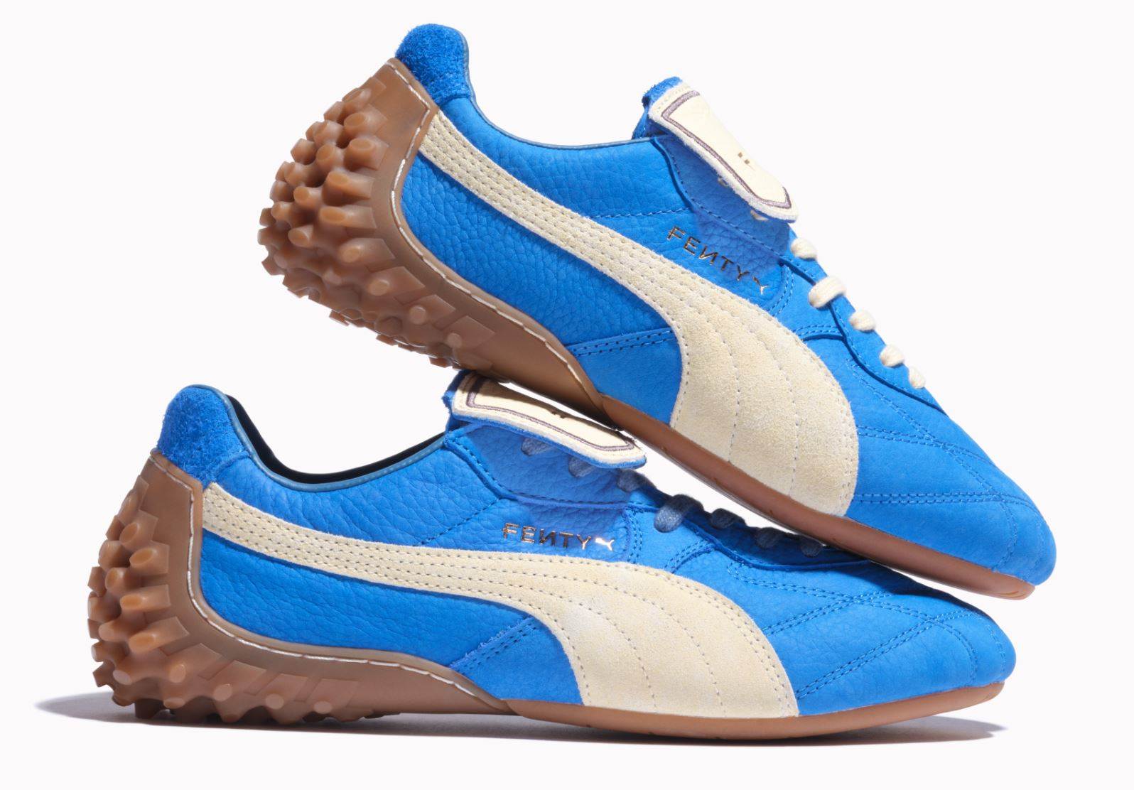 Blue suede shoes: Rihanna does football