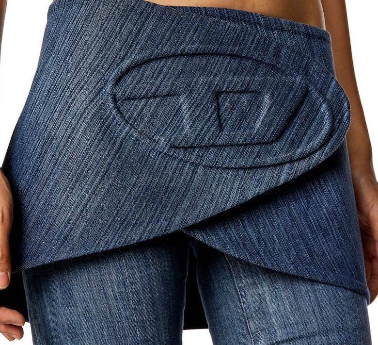 Evlox’s Lony denim was canvas for Diesel skirt-belt