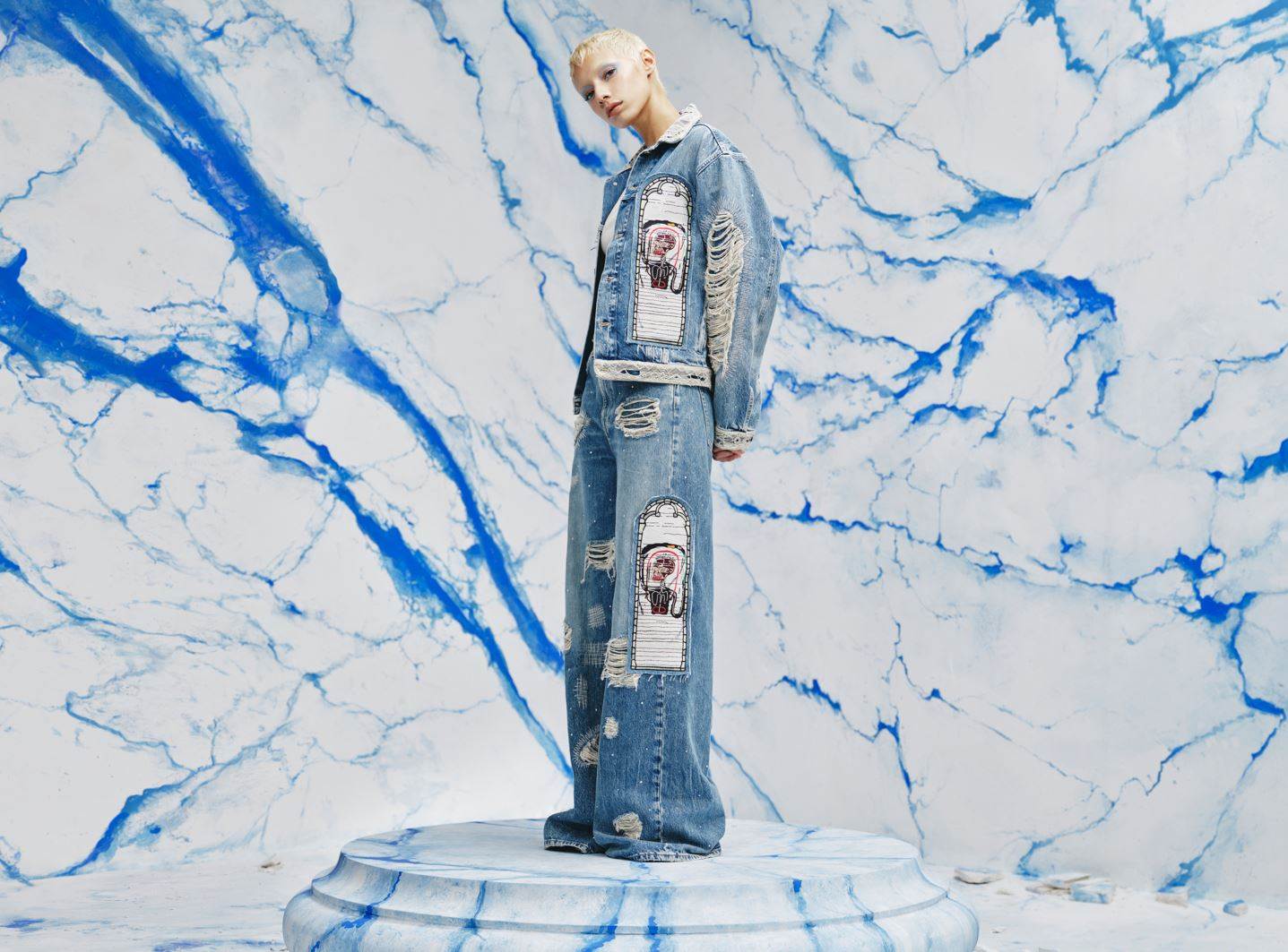 glamb Basquiat denim 希少Jean-Mischel Basquiat×glamb MA-1